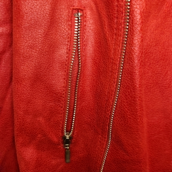 Red faux Suede Plus Size Jacket - Picture 8 of 14